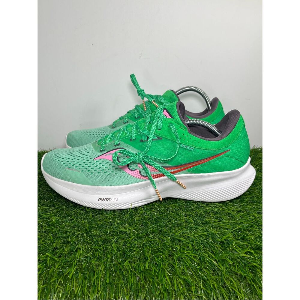 Saucony Ride Running Shoes Women’s Size 11 Green Pink PWRRUN Athletic Sneakers